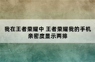 我在王者荣耀中 王者荣耀我的手机亲密度显示两排